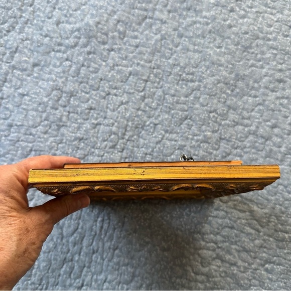 Vintage Photo Frame Elegant Gold & Brown Ornate Linen Border 3” x 4.5” Opening - Picture 12 of 16